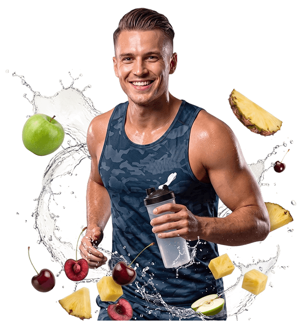 Een hardlopende, atletische man